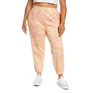 BP. Organic Cotton Classic Joggers In Pink Yellow Spacey Plus Size 2X